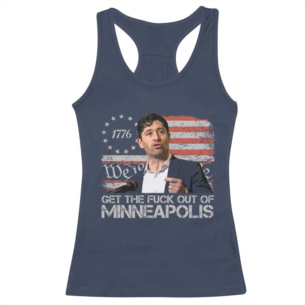 Get The Fuck Out Of Minneapolis Racerback Tank Top Mayor Resistance Protest Jacob Political TS11 Navy Print Your Wear