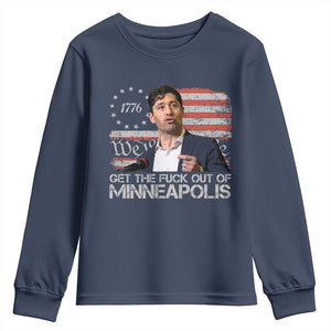 Get The Fuck Out Of Minneapolis Youth Sweatshirt Mayor Resistance Protest Jacob Political TS11 Navy Print Your Wear