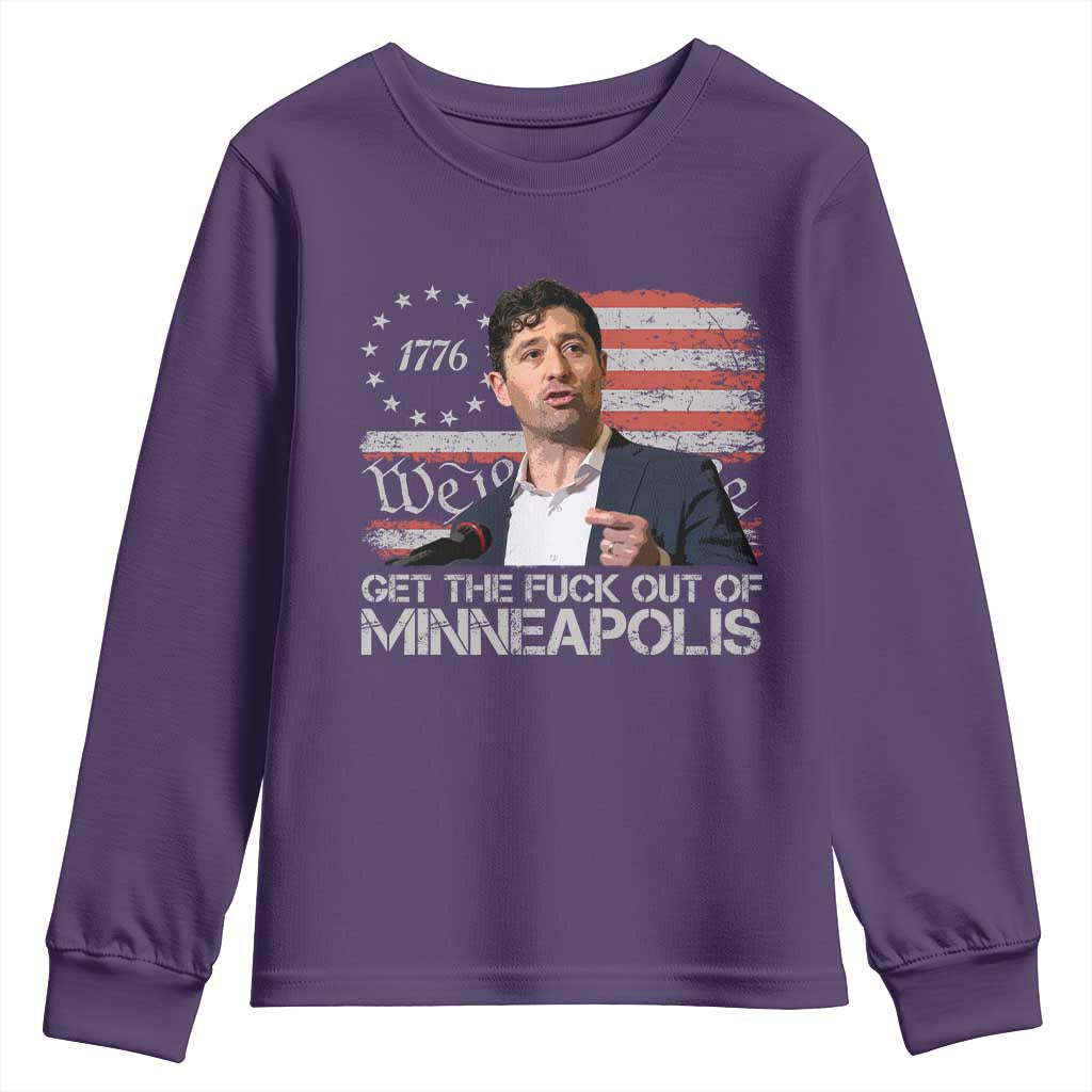 Get The Fuck Out Of Minneapolis Youth Sweatshirt Mayor Resistance Protest Jacob Political TS11 Purple Print Your Wear