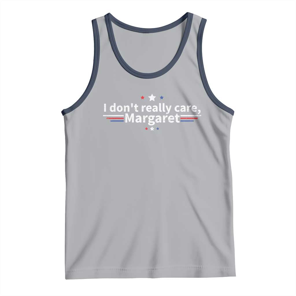 Funny JD Vance 2025 I Don't Really Care Margaret Tank Top Vintage USA Flag Star TS11 Athletic Heather Navy Print Your Wear