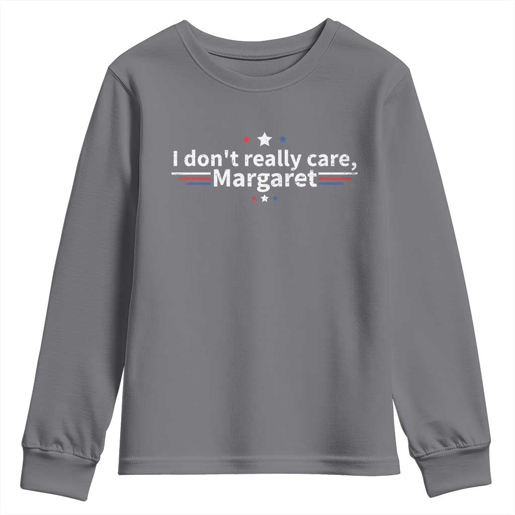 Funny JD Vance 2025 I Don't Really Care Margaret Youth Sweatshirt Vintage USA Flag Star TS11 Charcoal Print Your Wear