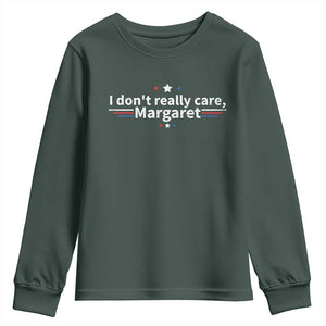 Funny JD Vance 2025 I Don't Really Care Margaret Youth Sweatshirt Vintage USA Flag Star TS11 Dark Forest Green Print Your Wear