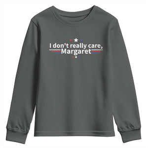 Funny JD Vance 2025 I Don't Really Care Margaret Youth Sweatshirt Vintage USA Flag Star TS11 Dark Heather Print Your Wear