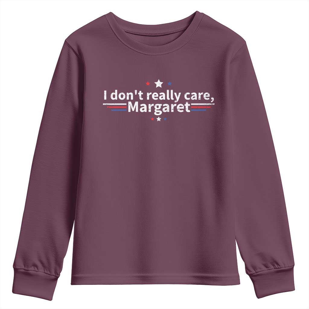 Funny JD Vance 2025 I Don't Really Care Margaret Youth Sweatshirt Vintage USA Flag Star TS11 Maroon Print Your Wear
