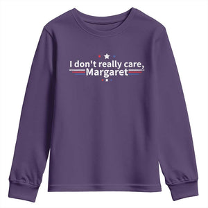 Funny JD Vance 2025 I Don't Really Care Margaret Youth Sweatshirt Vintage USA Flag Star TS11 Purple Print Your Wear
