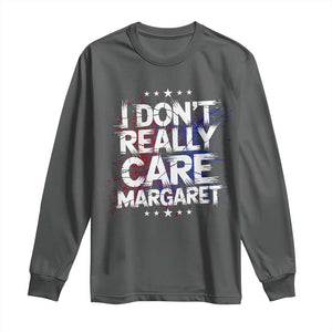 Funny JD Vance 2025 I Don't Really Care Margaret Long Sleeve Shirt Star TS11 Dark Heather Print Your Wear