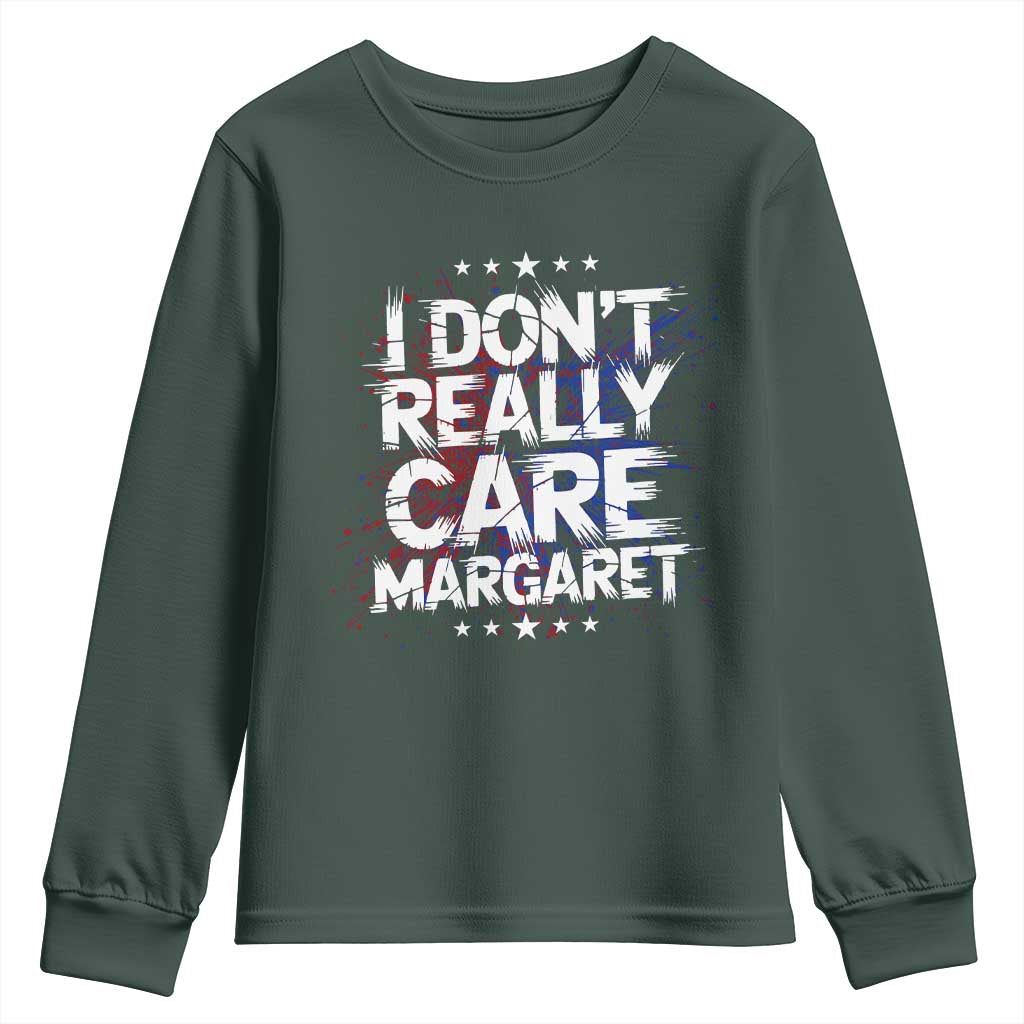 Funny JD Vance 2025 I Don't Really Care Margaret Youth Sweatshirt Star TS11 Dark Forest Green Print Your Wear