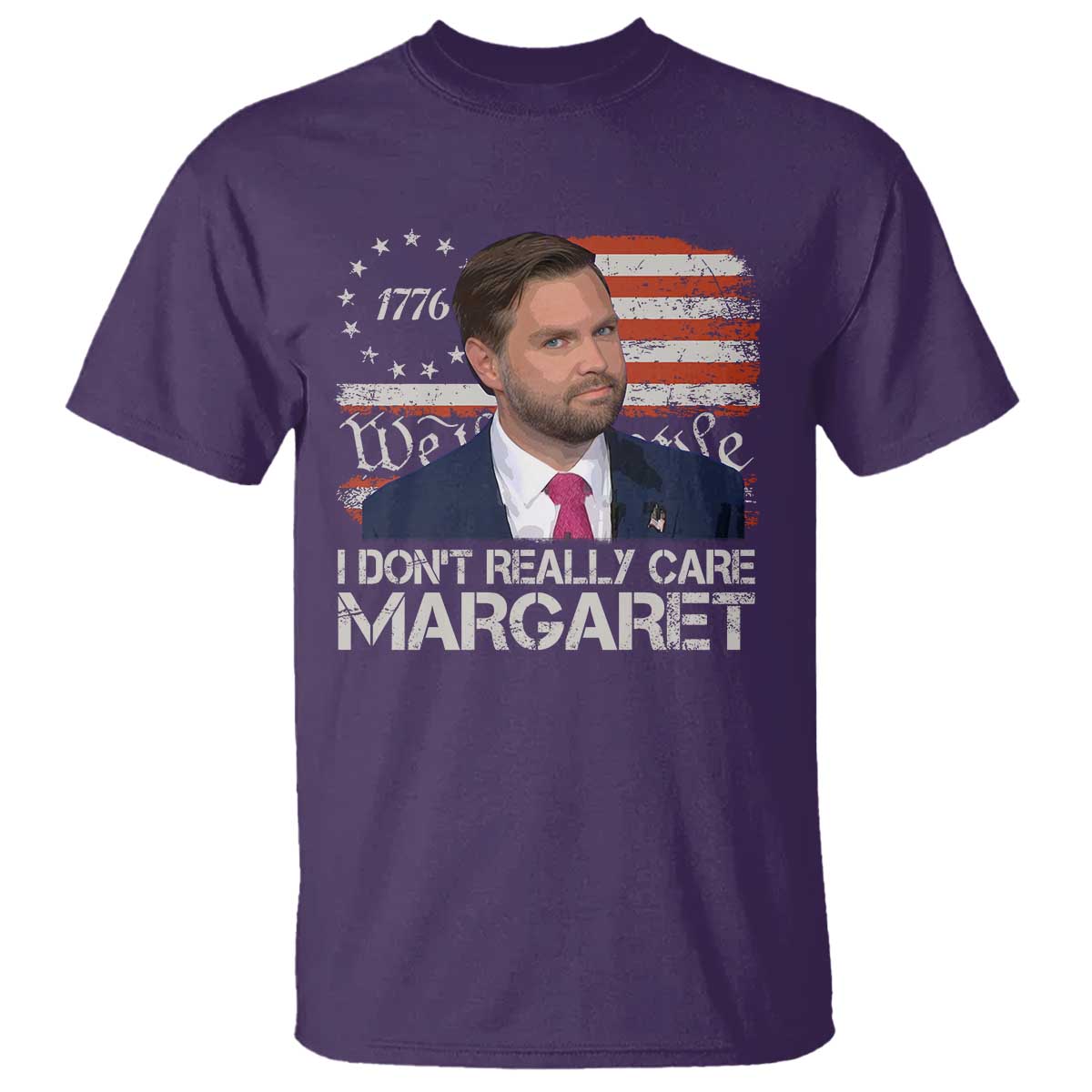 Funny JD Vance 2025 I Don't Really Care Margaret T Shirt Vintage Betsy Ross Flag TS11 Purple Print Your Wear