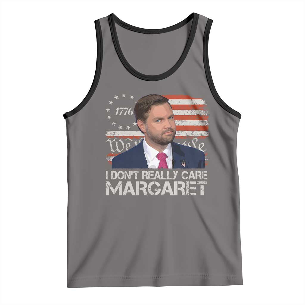Funny JD Vance 2025 I Don't Really Care Margaret Tank Top Vintage Betsy Ross Flag TS11 Deep Heather Black Print Your Wear
