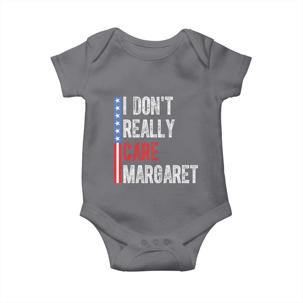 Funny JD Vance 2025 I Don't Really Care Margaret Baby Onesie American Flag Stripe TS11 Charcoal Print Your Wear