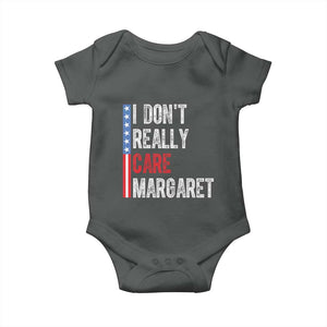 Funny JD Vance 2025 I Don't Really Care Margaret Baby Onesie American Flag Stripe TS11 Dark Heather Print Your Wear
