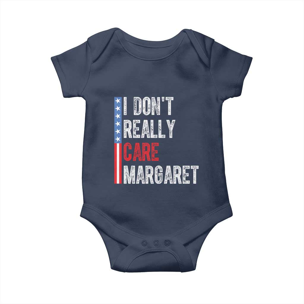 Funny JD Vance 2025 I Don't Really Care Margaret Baby Onesie American Flag Stripe TS11 Navy Print Your Wear
