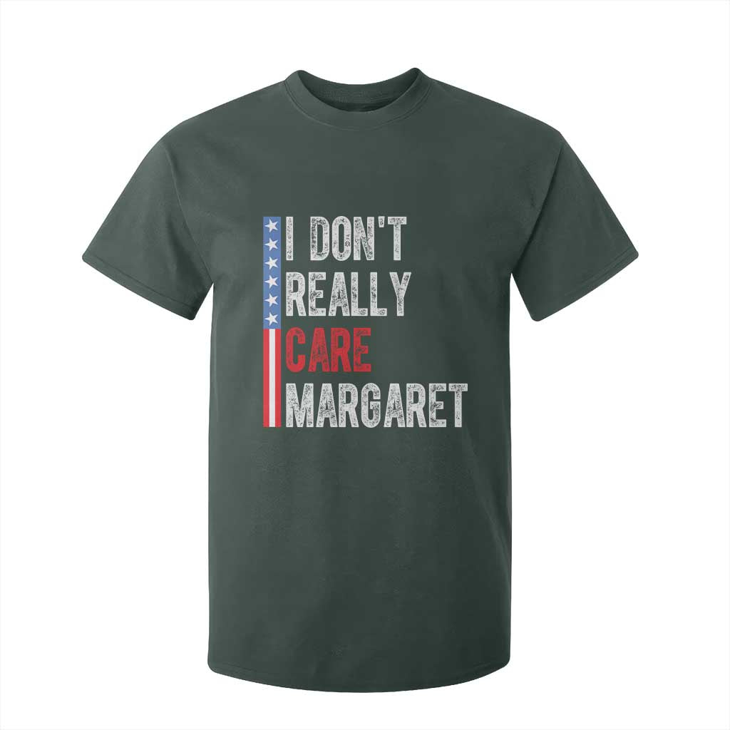 Funny JD Vance 2025 I Don't Really Care Margaret T Shirt For Kid American Flag Stripe TS11 Dark Forest Green Print Your Wear