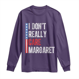 Funny JD Vance 2025 I Don't Really Care Margaret Long Sleeve Shirt American Flag Stripe TS11 Purple Print Your Wear