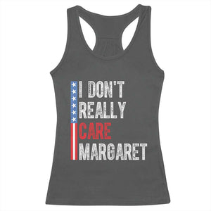 Funny JD Vance 2025 I Don't Really Care Margaret Racerback Tank Top American Flag Stripe TS11 Dark Heather Print Your Wear