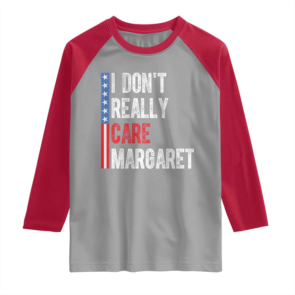 Funny JD Vance 2025 I Don't Really Care Margaret Raglan Shirt American Flag Stripe TS11 Sport Gray Red Print Your Wear