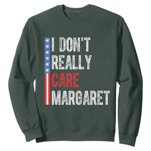 Funny JD Vance 2025 I Don't Really Care Margaret Sweatshirt American Flag Stripe TS11 Dark Forest Green Print Your Wear