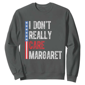 Funny JD Vance 2025 I Don't Really Care Margaret Sweatshirt American Flag Stripe TS11 Dark Heather Print Your Wear