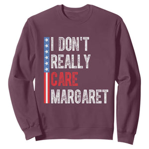 Funny JD Vance 2025 I Don't Really Care Margaret Sweatshirt American Flag Stripe TS11 Maroon Print Your Wear