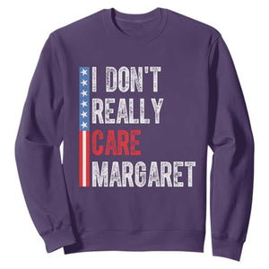Funny JD Vance 2025 I Don't Really Care Margaret Sweatshirt American Flag Stripe TS11 Purple Print Your Wear