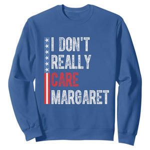 Funny JD Vance 2025 I Don't Really Care Margaret Sweatshirt American Flag Stripe TS11 Royal Blue Print Your Wear