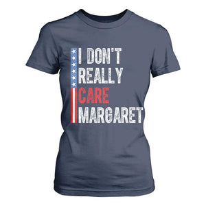 Funny JD Vance 2025 I Don't Really Care Margaret T Shirt For Women American Flag Stripe TS11 Navy Print Your Wear