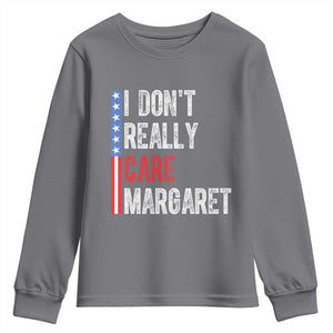 Funny JD Vance 2025 I Don't Really Care Margaret Youth Sweatshirt American Flag Stripe TS11 Charcoal Print Your Wear
