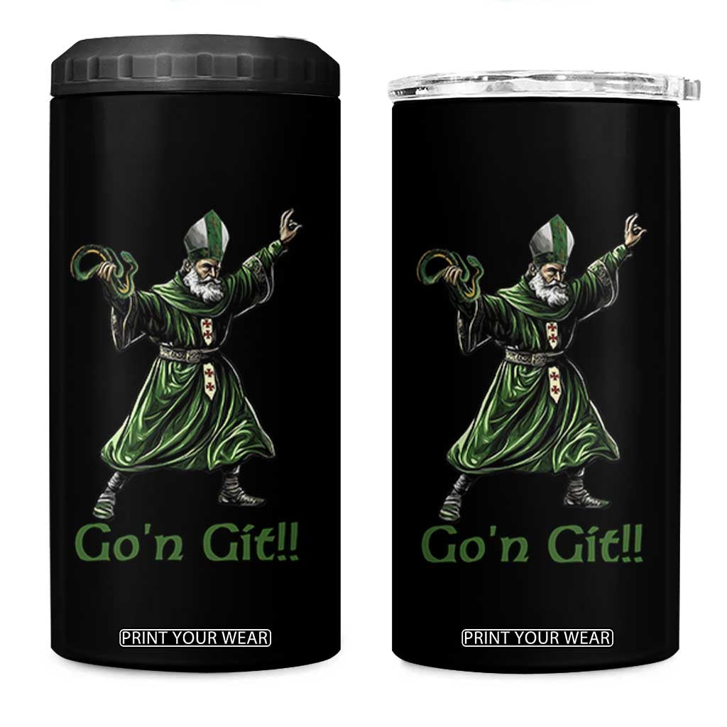 Funny St Patrick's Day 4 in 1 Can Cooler Tumbler Go'n Git Saint Patrick Snake TS11 One Size: 16 oz Black Print Your Wear