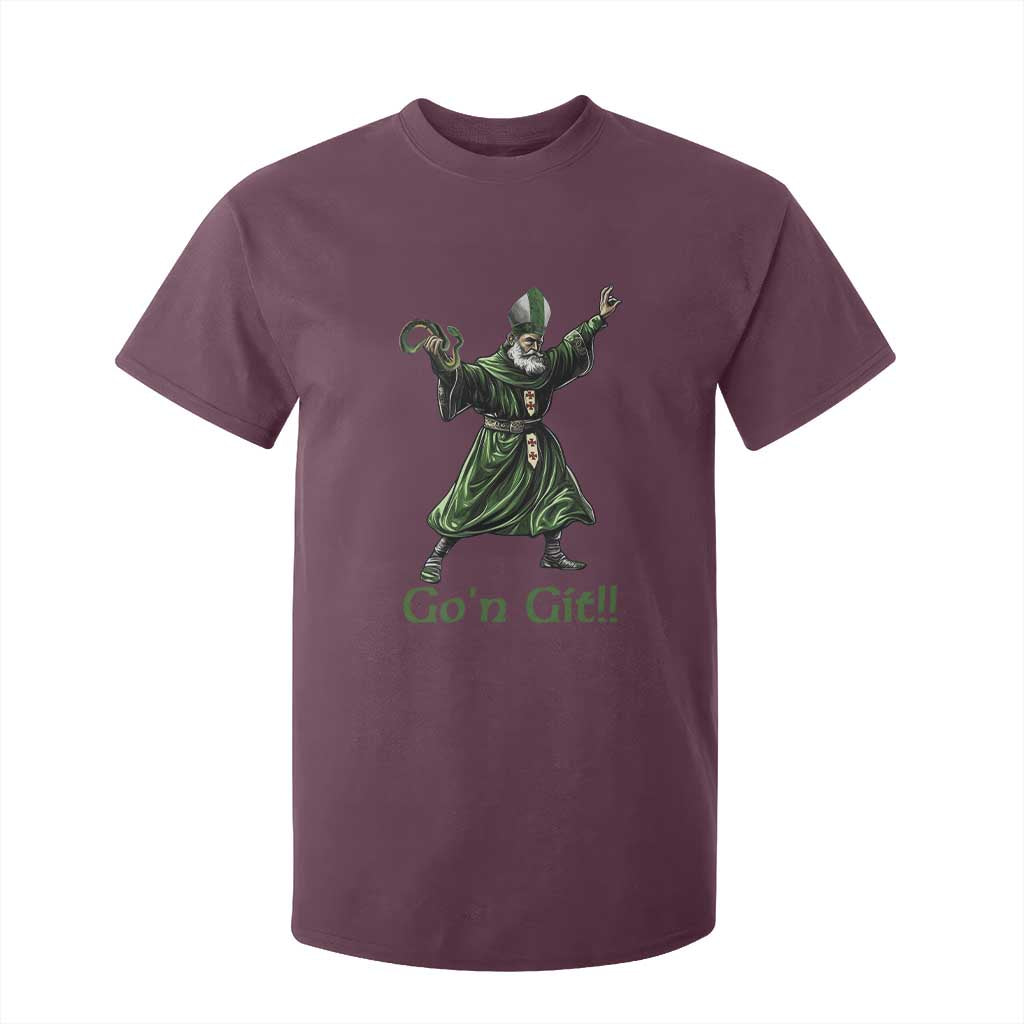 Funny St Patrick's Day T Shirt For Kid Go'n Git Saint Patrick Snake TS11 Maroon Print Your Wear