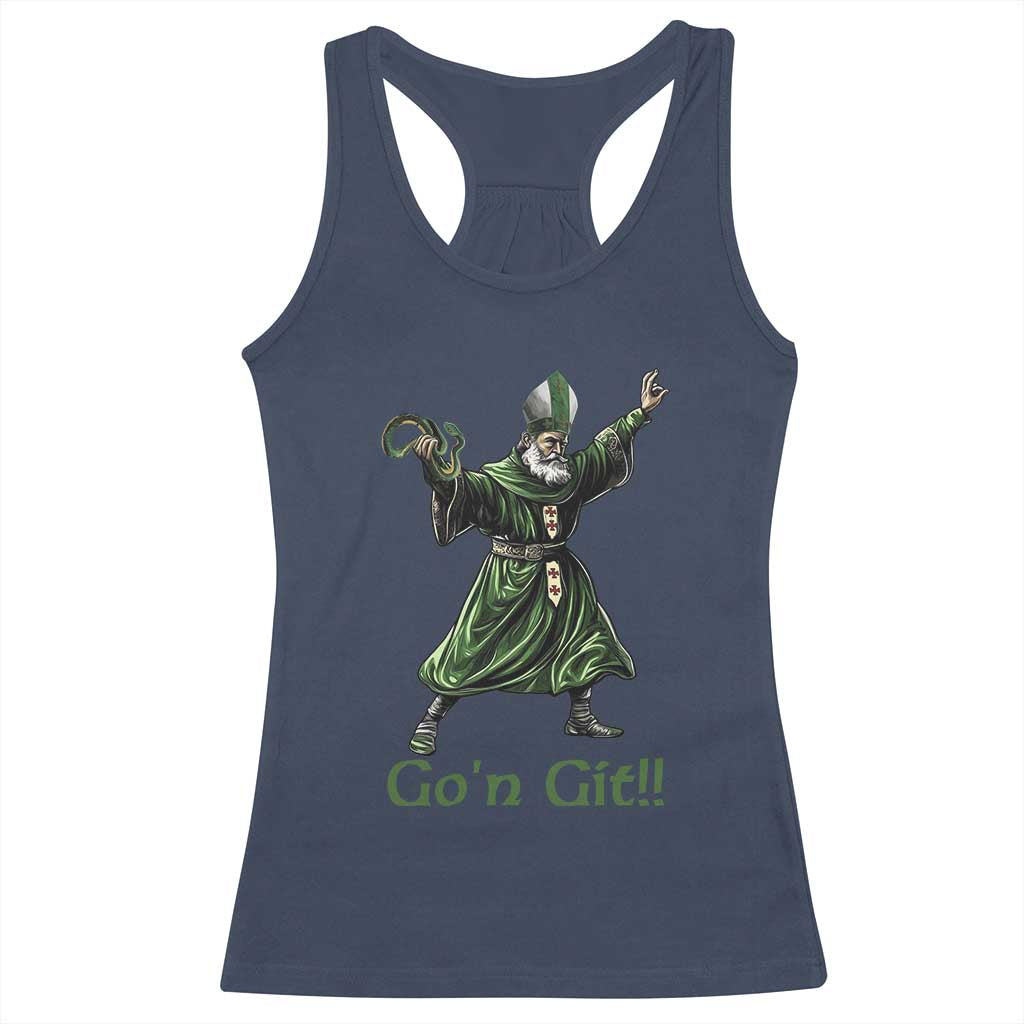 Funny St Patrick's Day Racerback Tank Top Go'n Git Saint Patrick Snake TS11 Navy Print Your Wear