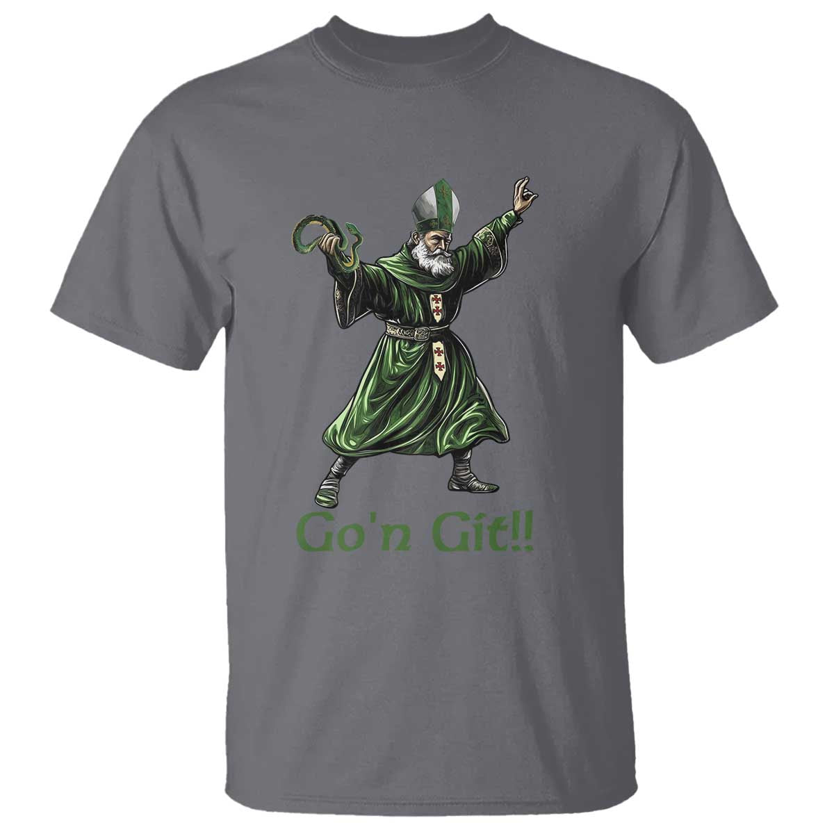 Funny St Patrick's Day T Shirt Go'n Git Saint Patrick Snake TS11 Charcoal Print Your Wear