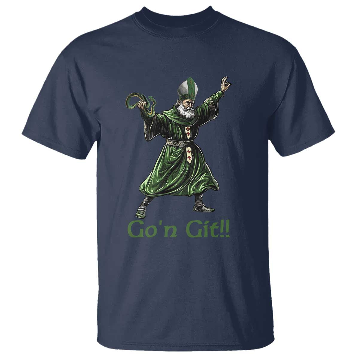 Funny St Patrick's Day T Shirt Go'n Git Saint Patrick Snake TS11 Navy Print Your Wear