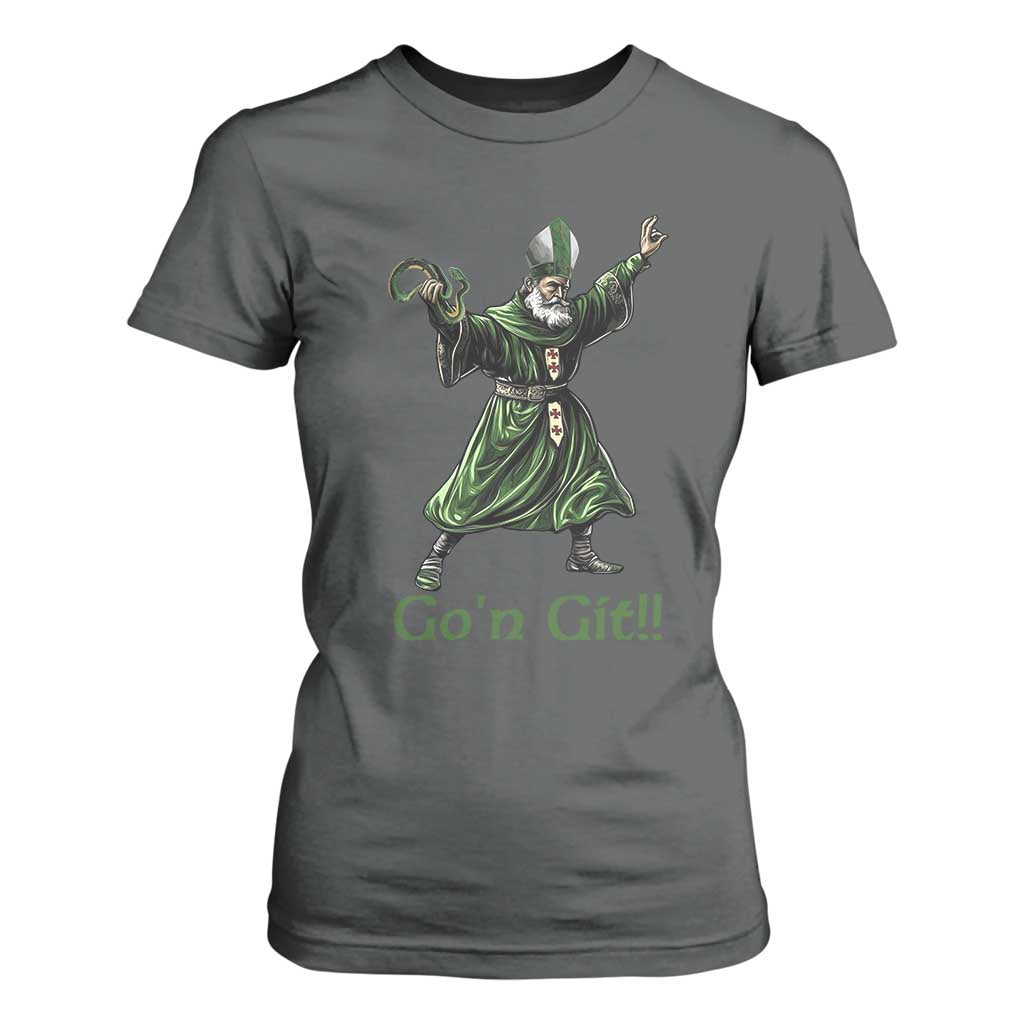 Funny St Patrick's Day T Shirt For Women Go'n Git Saint Patrick Snake TS11 Dark Heather Print Your Wear