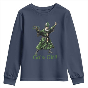 Funny St Patrick's Day Youth Sweatshirt Go'n Git Saint Patrick Snake TS11 Navy Print Your Wear