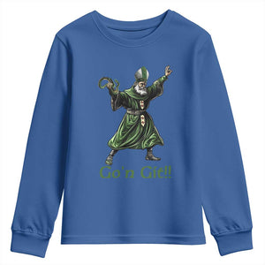 Funny St Patrick's Day Youth Sweatshirt Go'n Git Saint Patrick Snake TS11 Royal Blue Print Your Wear