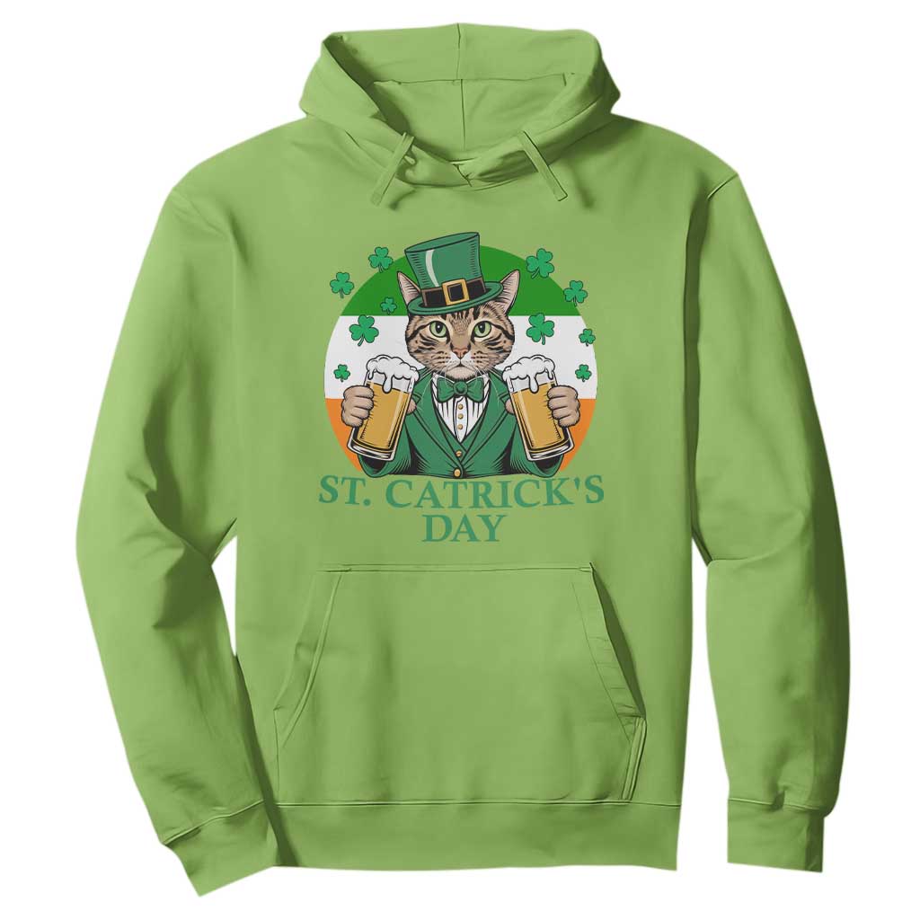 Funny St Catrick's Day Beer Hoodie St Patrick's Day Cat Beer Shamrock TS11 Lime Print Your Wear
