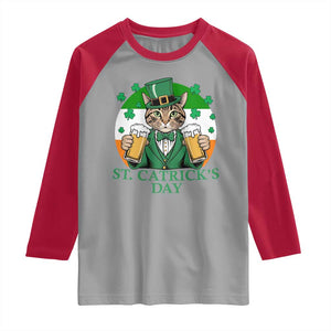 Funny St Catrick's Day Beer Raglan Shirt St Patrick's Day Cat Beer Shamrock TS11 Sport Gray Red Print Your Wear