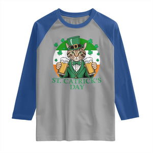 Funny St Catrick's Day Beer Raglan Shirt St Patrick's Day Cat Beer Shamrock TS11 Sport Gray Royal Print Your Wear