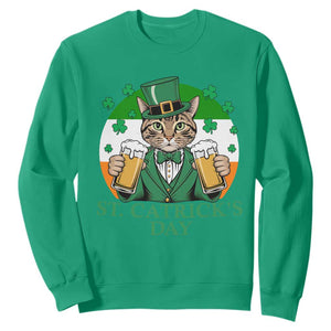 Funny St Catrick's Day Beer Sweatshirt St Patrick's Day Cat Beer Shamrock TS11 Irish Green Print Your Wear