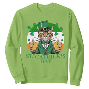 Funny St Catrick's Day Beer Sweatshirt St Patrick's Day Cat Beer Shamrock TS11 Lime Print Your Wear