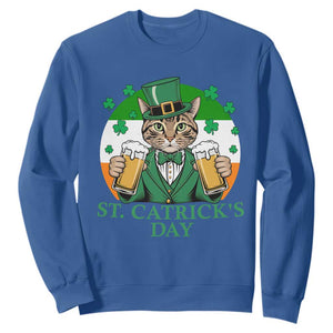 Funny St Catrick's Day Beer Sweatshirt St Patrick's Day Cat Beer Shamrock TS11 Royal Blue Print Your Wear