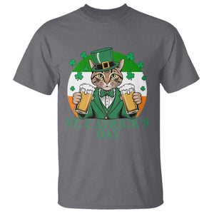 Funny St Catrick's Day Beer T Shirt St Patrick's Day Cat Beer Shamrock TS11 Charcoal Print Your Wear
