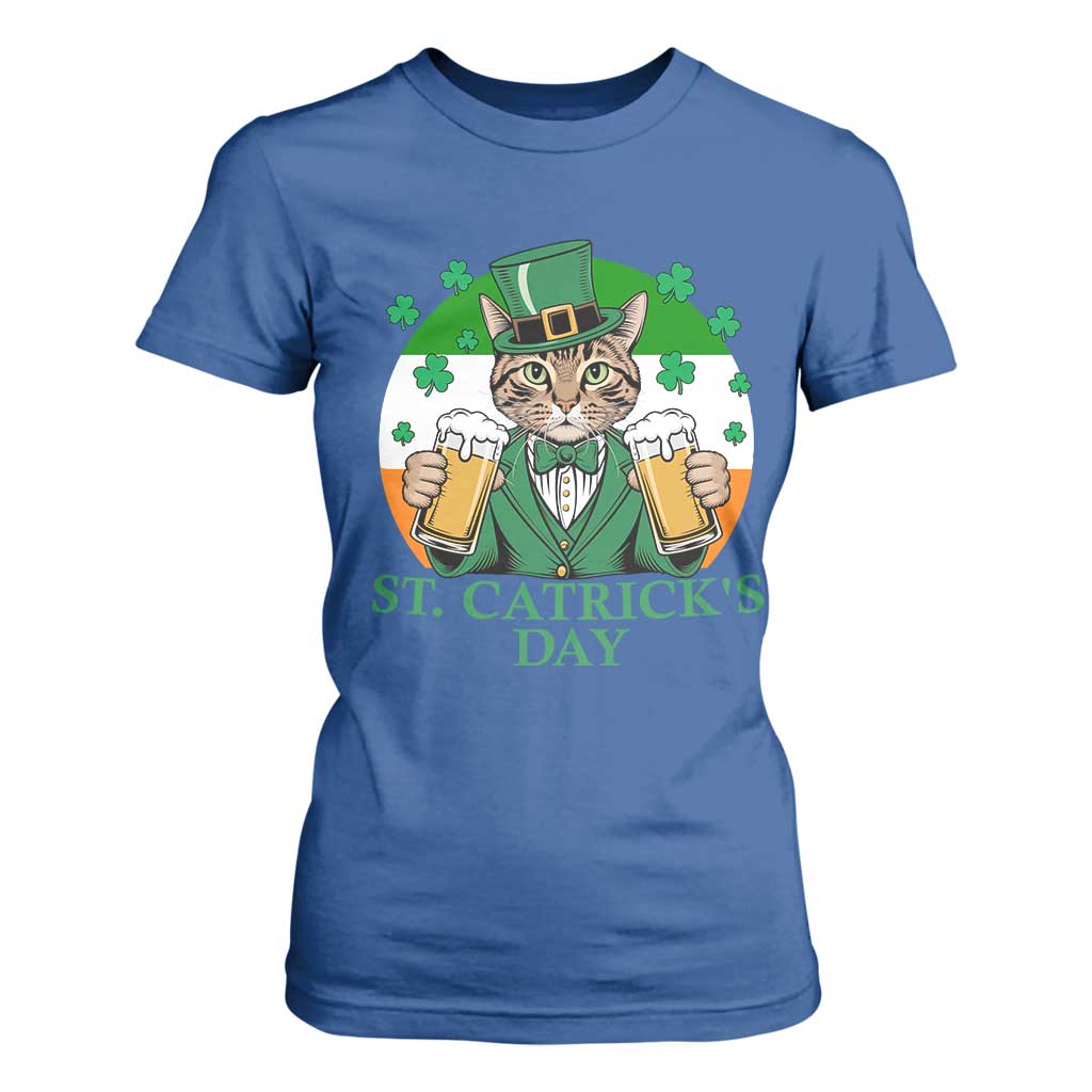 Funny St Catrick's Day Beer T Shirt For Women St Patrick's Day Cat Beer Shamrock TS11 Royal Blue Print Your Wear