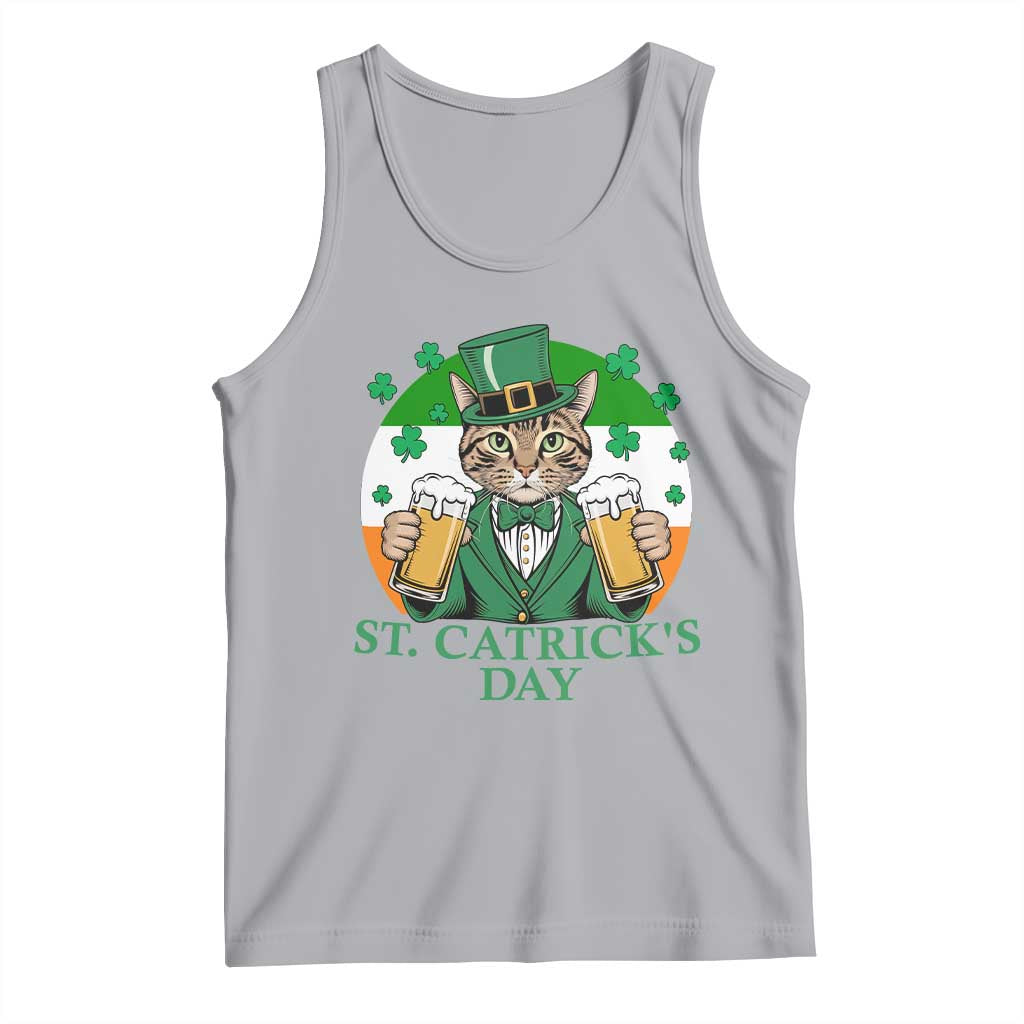 Funny St Catrick's Day Beer Tank Top St Patrick's Day Cat Beer Shamrock TS11 Athletic Heather Print Your Wear
