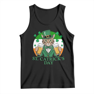 Funny St Catrick's Day Beer Tank Top St Patrick's Day Cat Beer Shamrock TS11 Black Print Your Wear