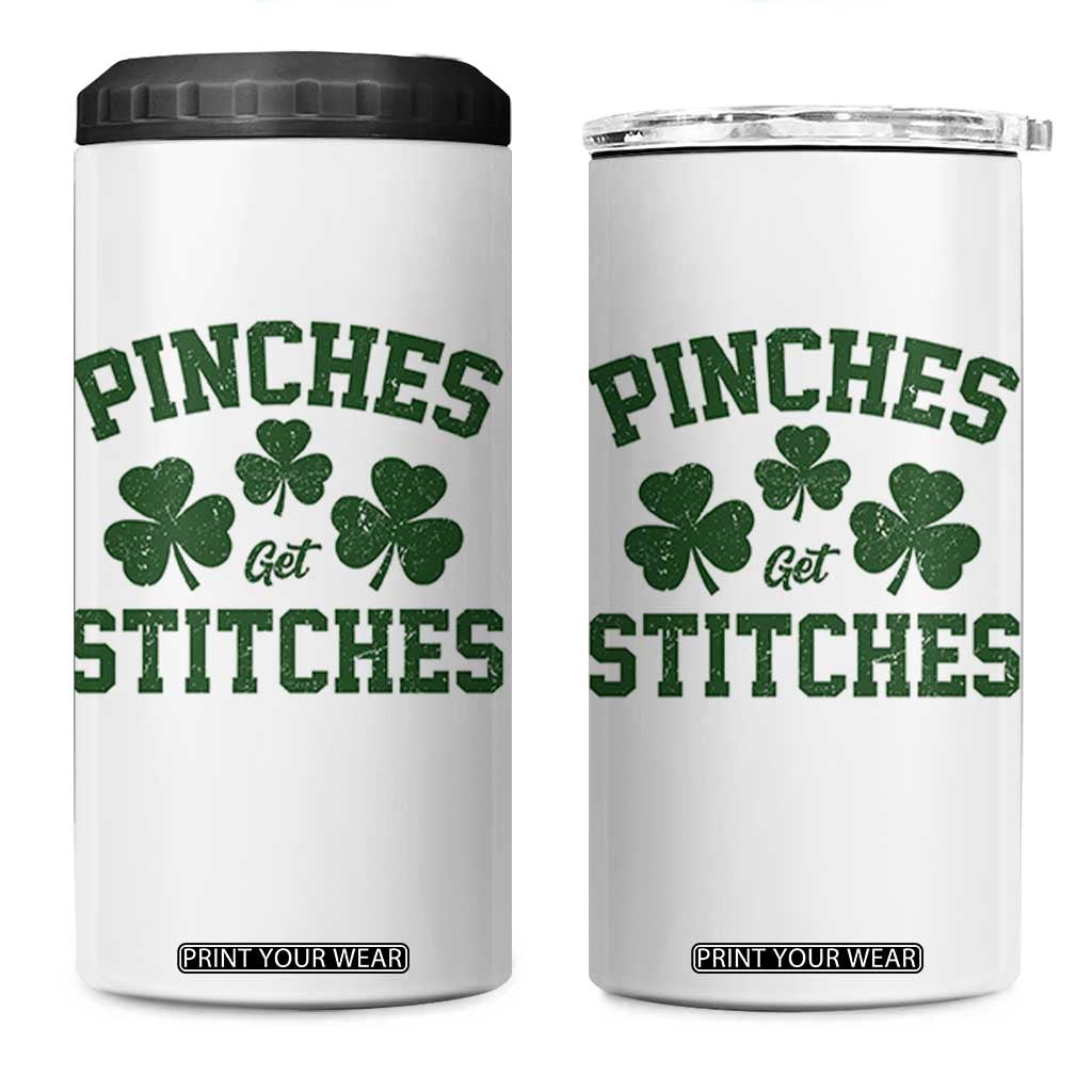Funny St Patrick's Day Pinches Get Stiches 4 in 1 Can Cooler Tumbler Shamrock TS11 One Size: 16 oz White Print Your Wear