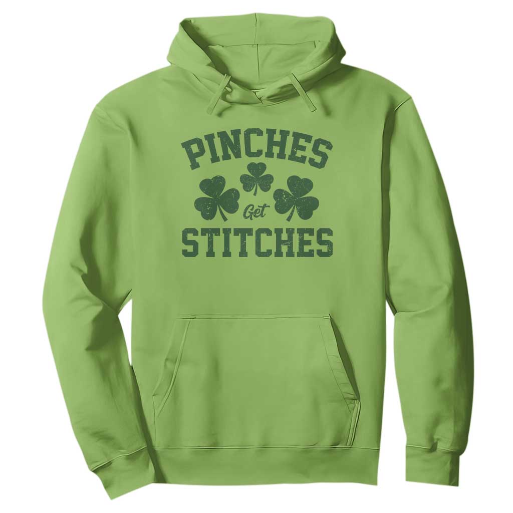 Funny St Patrick's Day Pinches Get Stiches Hoodie Shamrock TS11 Lime Print Your Wear