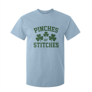 Funny St Patrick's Day Pinches Get Stiches T Shirt For Kid Shamrock TS11 Light Blue Print Your Wear