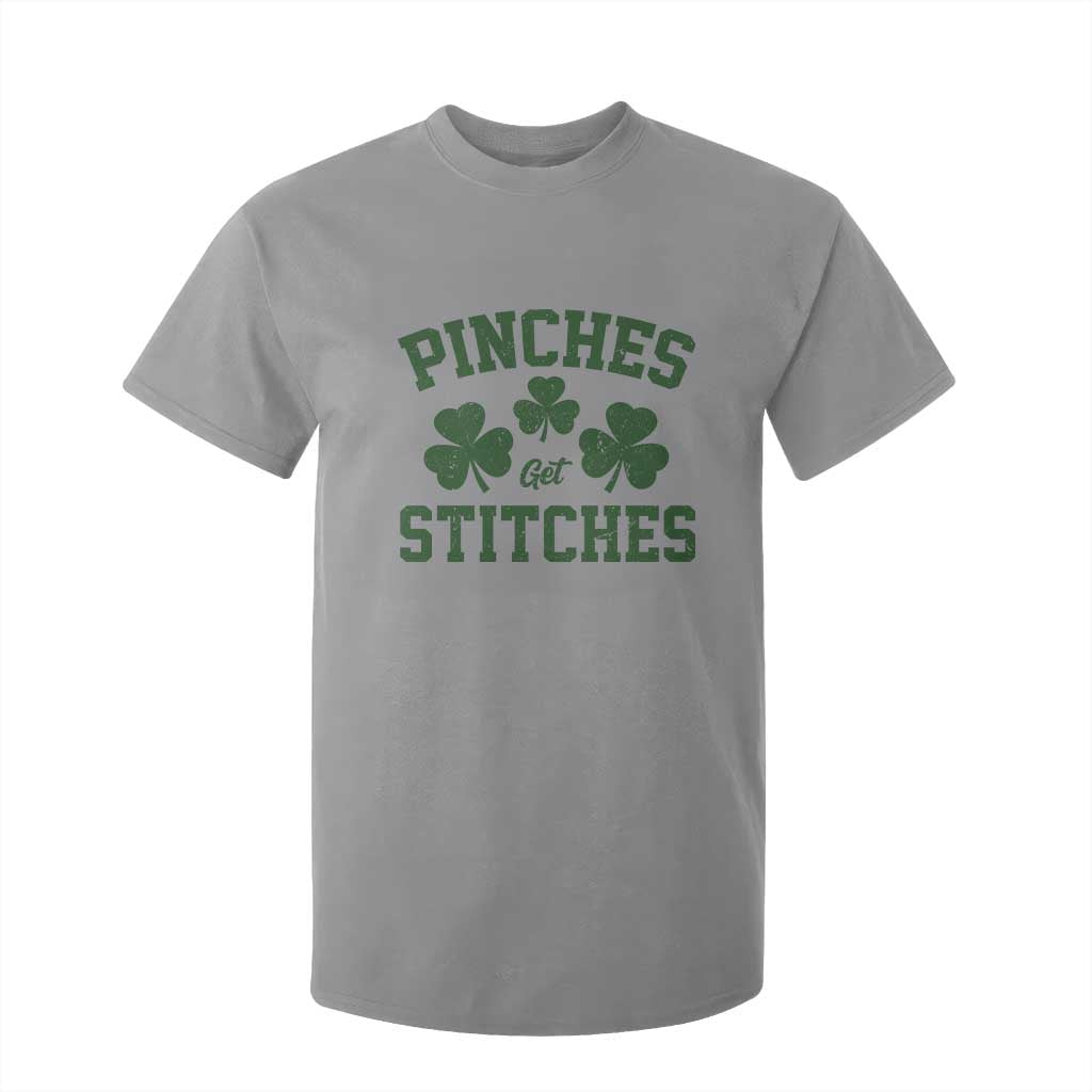 Funny St Patrick's Day Pinches Get Stiches T Shirt For Kid Shamrock TS11 Sport Gray Print Your Wear