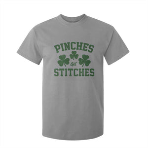 Funny St Patrick's Day Pinches Get Stiches T Shirt For Kid Shamrock TS11 Sport Gray Print Your Wear